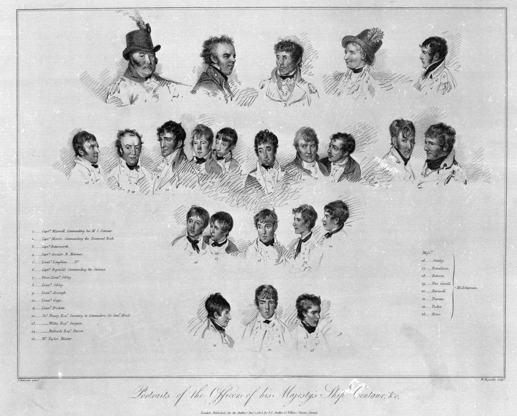 Detail of Picturesque views of the Diamond Rock: portraits of the Officers of his Majesty's ship 'Centaur' by John Eckstein