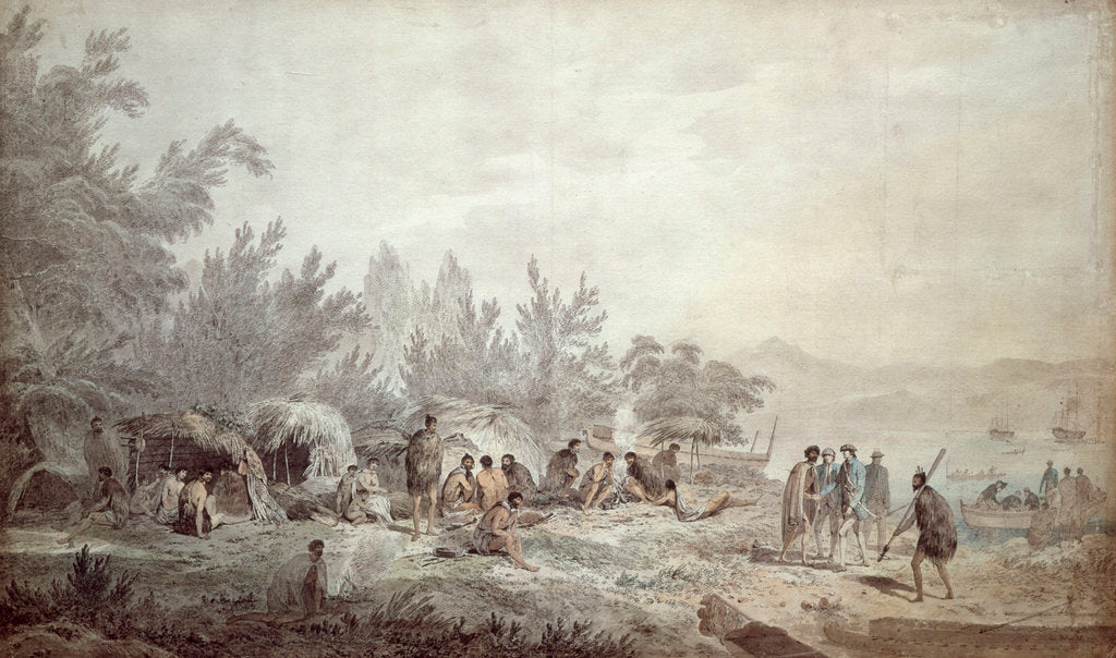 Detail of Captain Cook in Ship Cove, Queen Charlotte Sound by John Webber