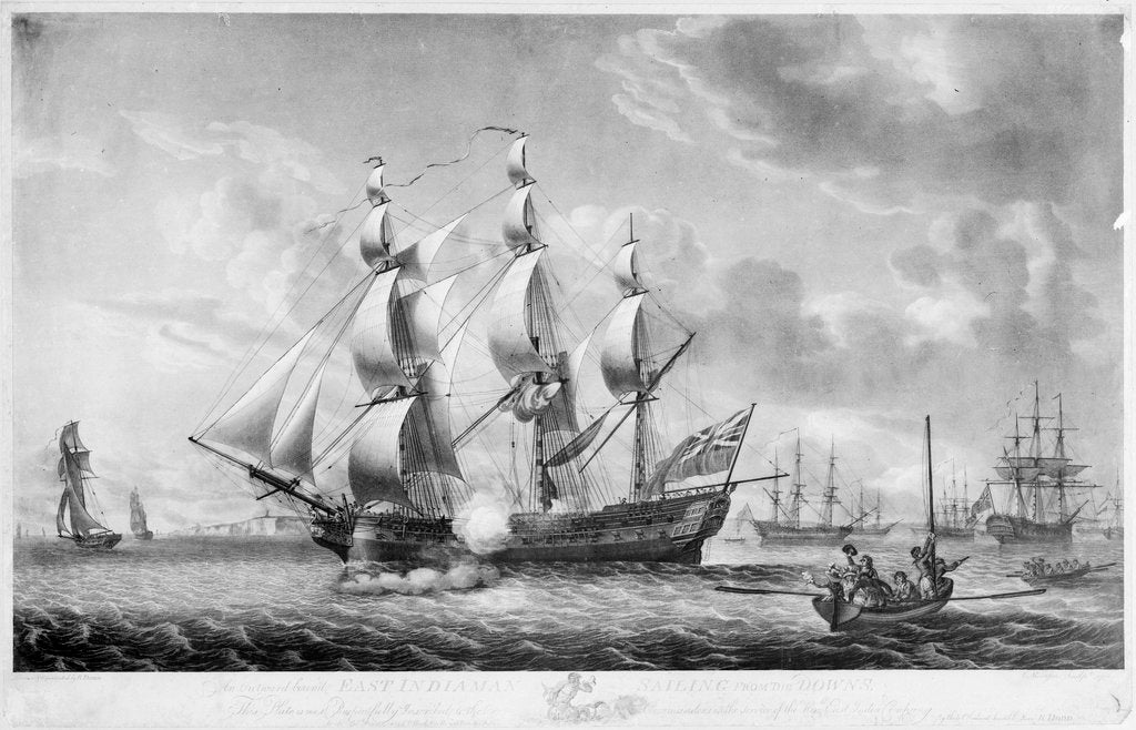 Detail of An outward bound East Indiaman sailing from the Downs by Robert Dodd