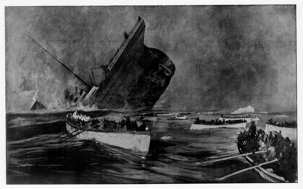 Detail of Loss of RMS 'Titanic', 1912 by Charles Dixon