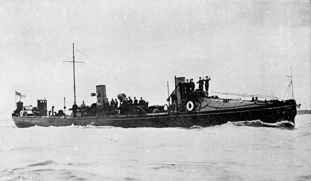 Detail of A starboard bow view of Torpedo Boat No. 95 (1894) by Anonymous