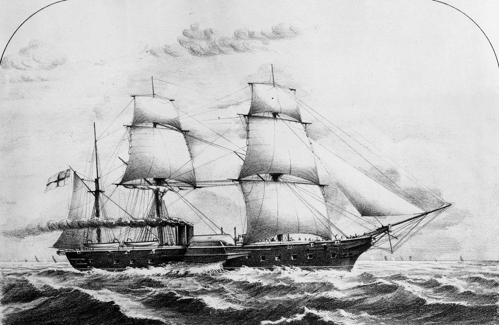 Detail of HMS 'Valorous', under way by unknown