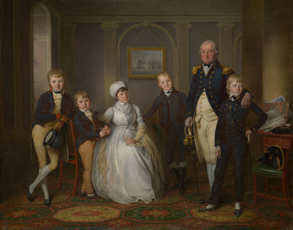 Detail of Captain Richard Grindall (1750-1820) and Katherine Grindall (1759-1831) with their sons by Richard Livesay