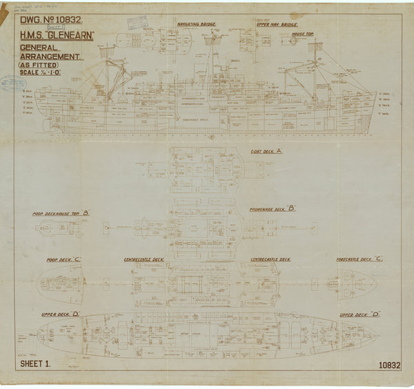 HMS Glenearn, 1938 - Profile & Upper Decks, 1943 (Copy) (Copy)