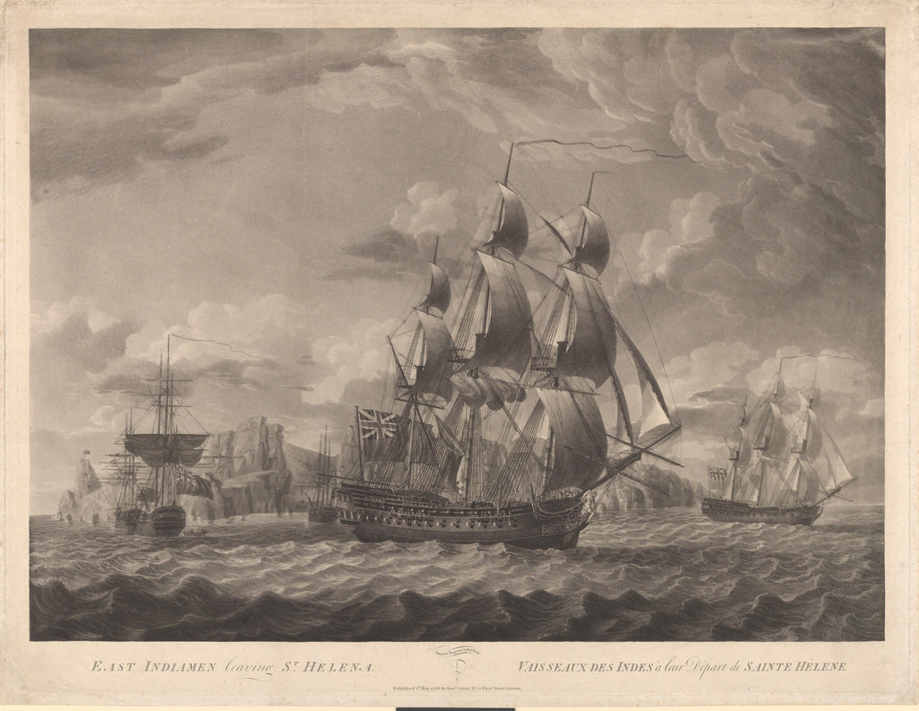 Detail of East Indiamen leaving St Helena (possibly Neptune and Ocean) by 