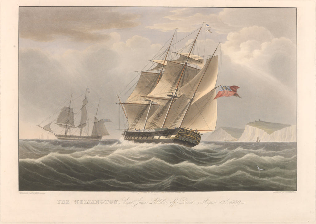 Detail of The Wellington Captn James Liddell, off Dover August 12th 1839 by William John Huggins