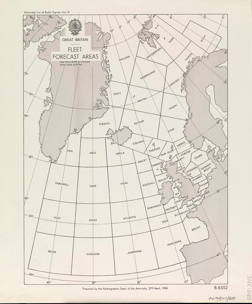 Detail of Great Britain - Fleet Forecast Areas by Hydrographic Department