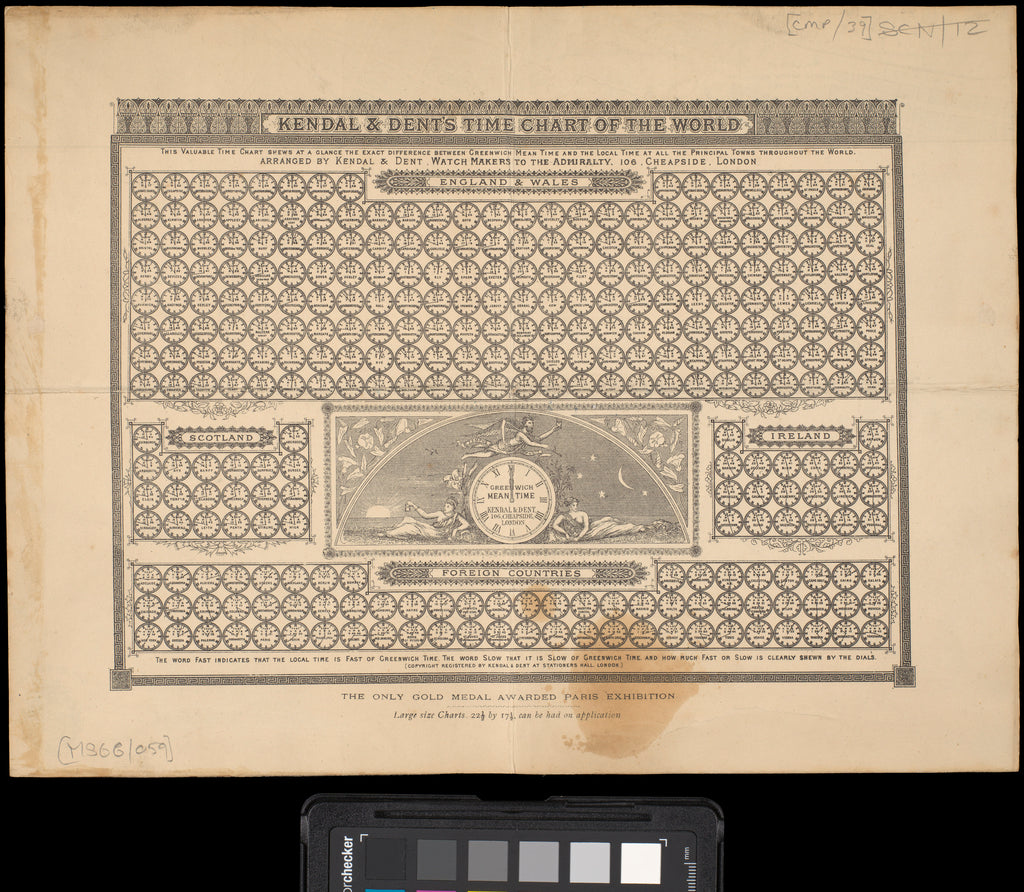 Detail of Kendal and Dent's time Chart of the World, printed, 19th Century by unknown