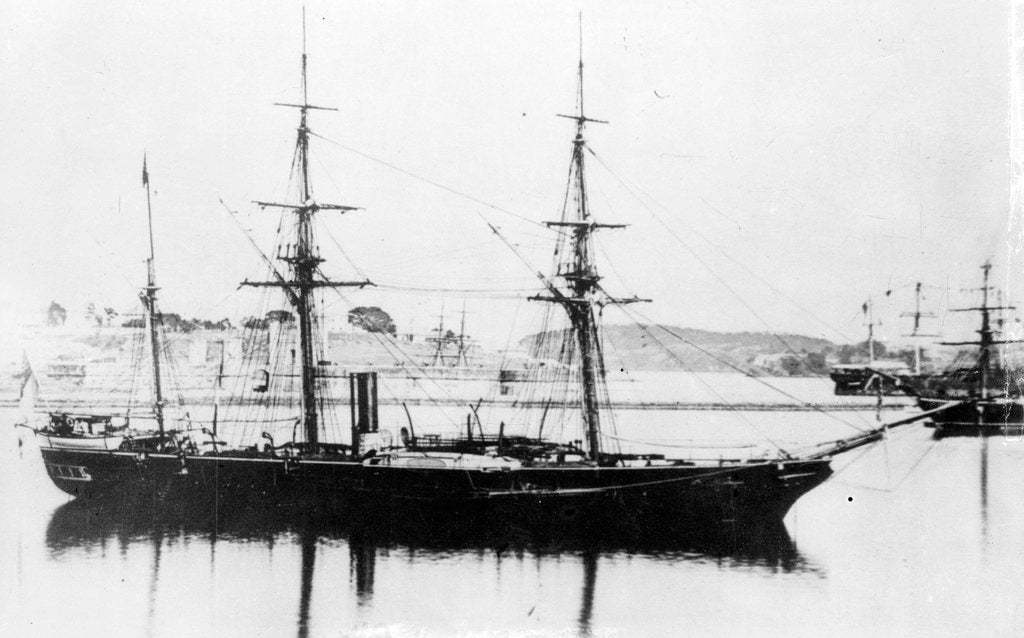 Detail of Wooden paddle-wheel sloop 'Salamander' (1832) at anchor by unknown