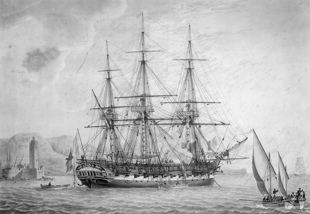 Detail of Portrait of French naval vessel 'L' Incorruptible' by Joseph Auge Antonie Roux