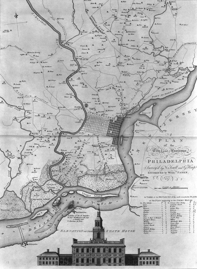 Detail of Map of the city and environs of Philadelphia by William Faden
