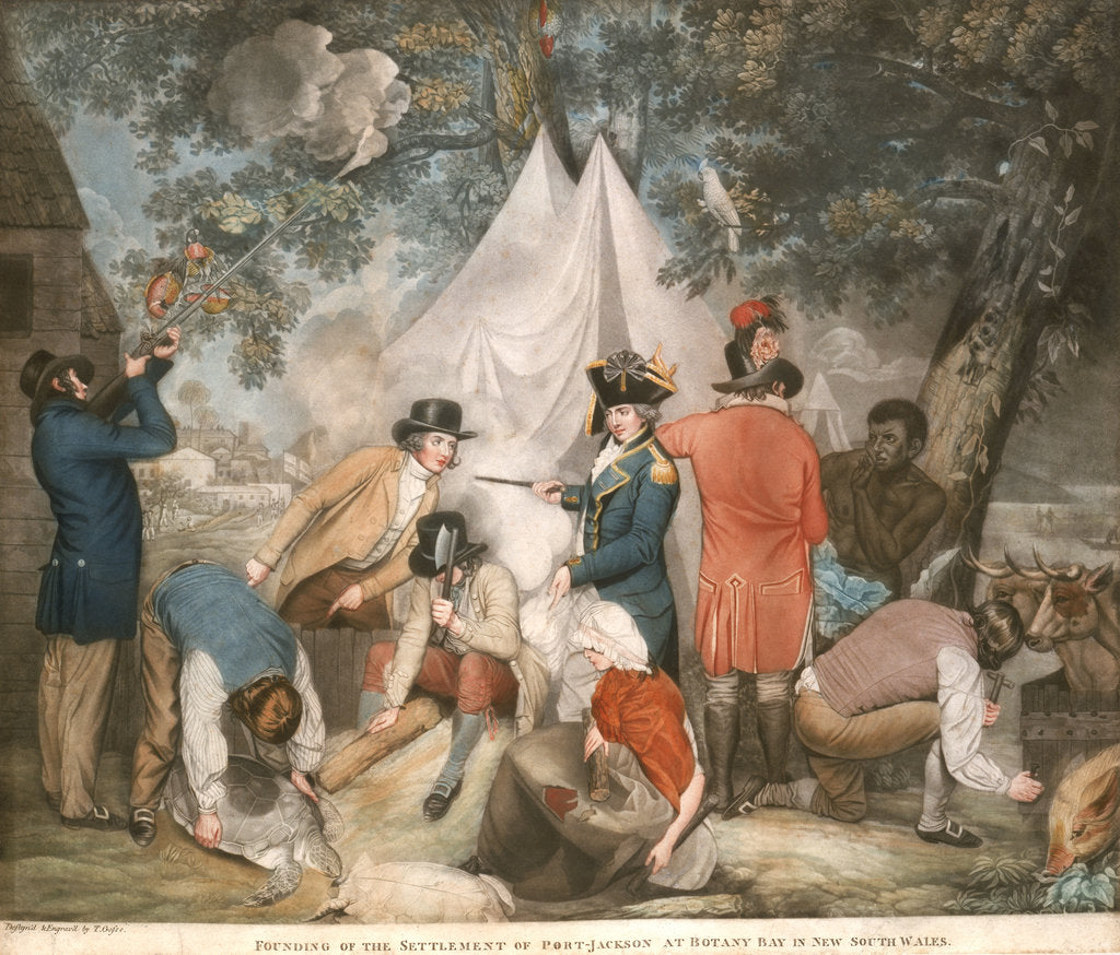 Detail of Founding of the settlement of Port-Jackson at Botany Bay in New South Wales by T. Gosse