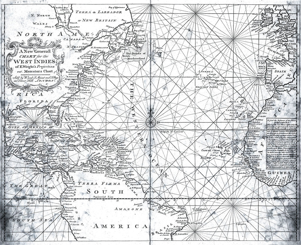 Detail of Map of the North Atlantic by Mount and Page by Mount