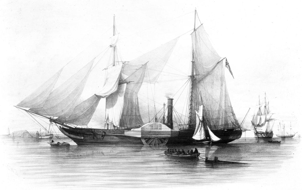 Detail of HM Steam Frigate 'Gorgon', lying in Hamoaze, Plymouth by Oswald Walter Brierly
