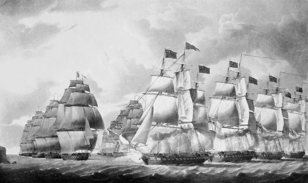 Detail of English sea action with the combined French and Italian squadrons close to the Island of Lissa, 13 March 1811 by Robert Dodd