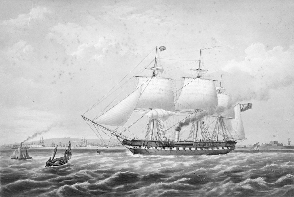 Detail of Auxiliary screw-propeller steam frigate HMS 'Arrogant' (1848), 46 guns by Thomas Picken