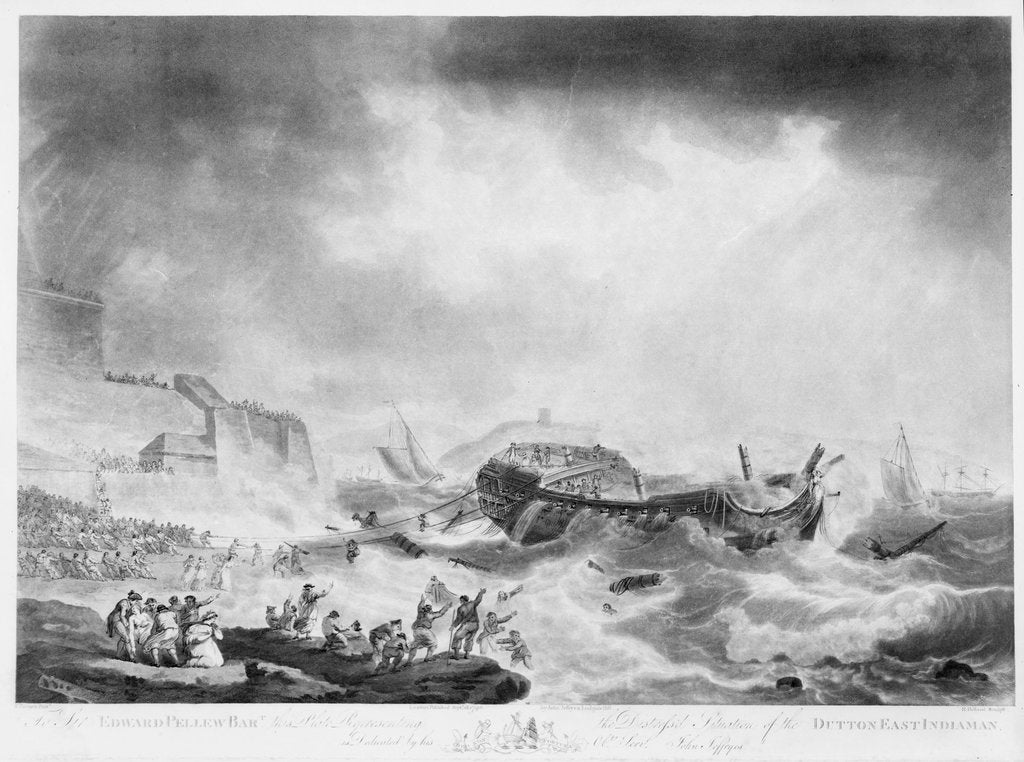 Detail of The distressful situation of the East Indiaman 'Dutton' by Robert Pollard