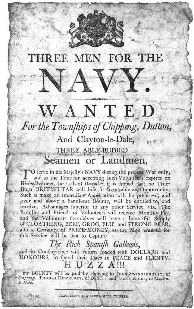 Detail of Three men for the Navy by unknown