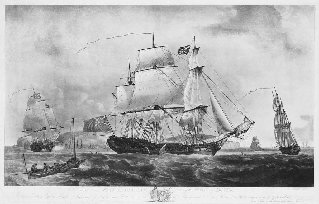 Detail of East Indiaman 'Dutton' (1781) taking a pilot off Dover by Robert Dodd