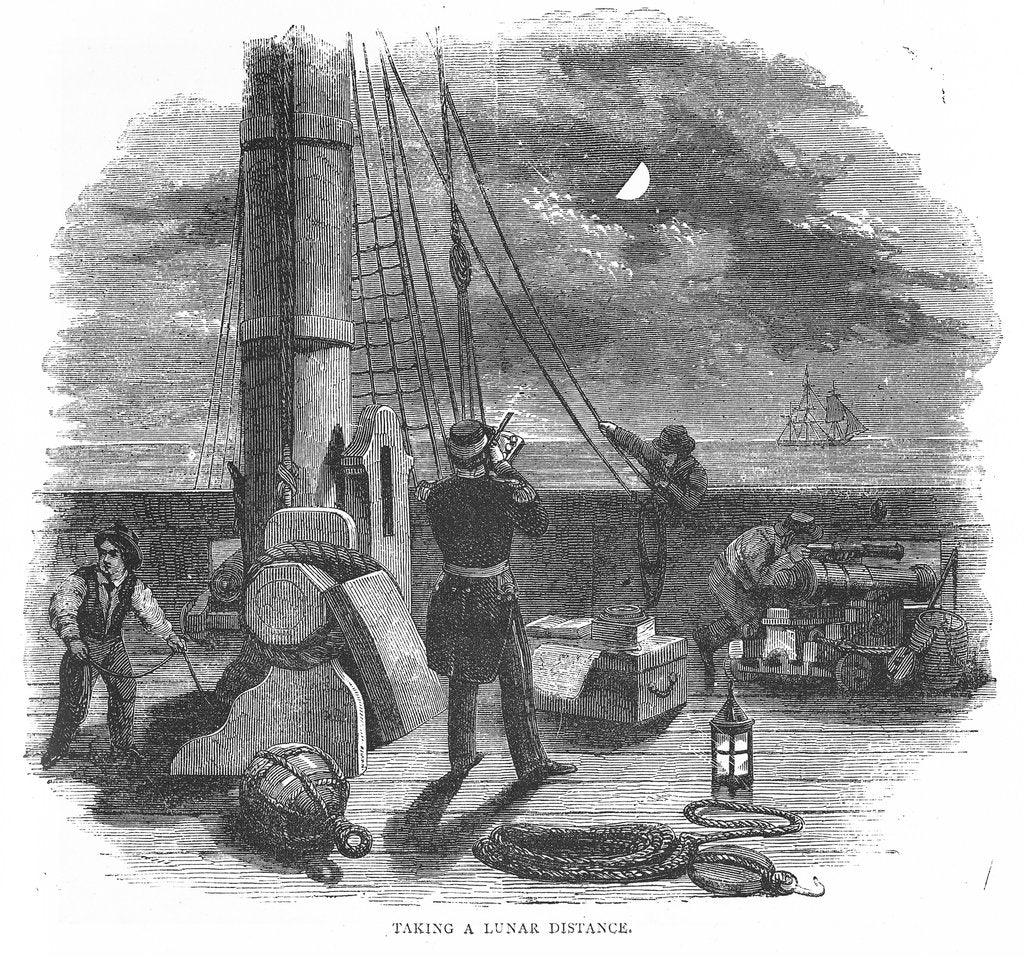 Detail of 'Taking a Lunar Distance' Illustration from Dunkins Night Sky by unknown