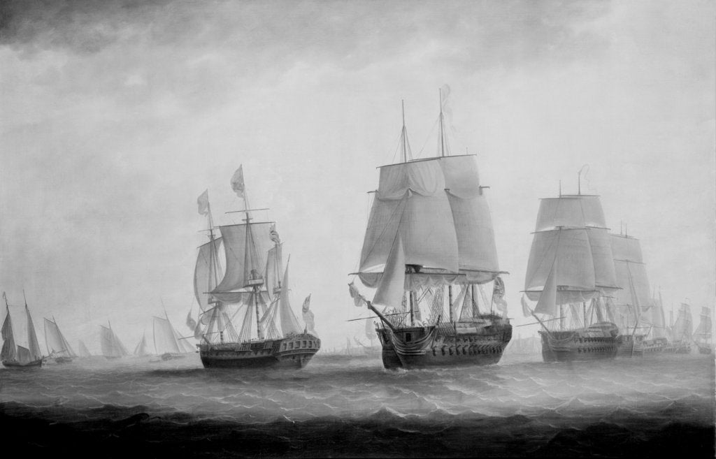 Detail of George III in HMS 'Southampton' reviewing the fleet off Plymouth, 18 August 1789 by William Elliott
