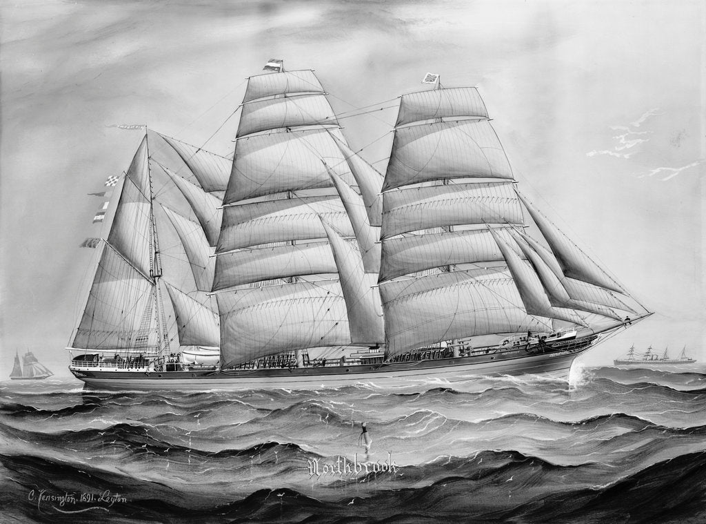 Detail of Sailing vessel 'Northbrook' at sea by C. Kensington