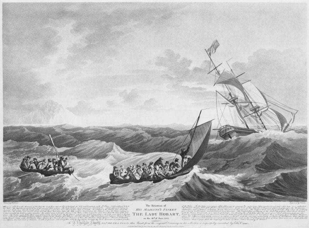 Detail of The situation of His Majesty's Packet 'The Lady Hobart' on 28 June 1803 by John Thomas Serres