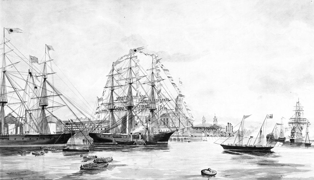 Detail of Visit of her Majesty the Queen to the 'James Baines' and the 'Champion of the Seas' by A. Maclure