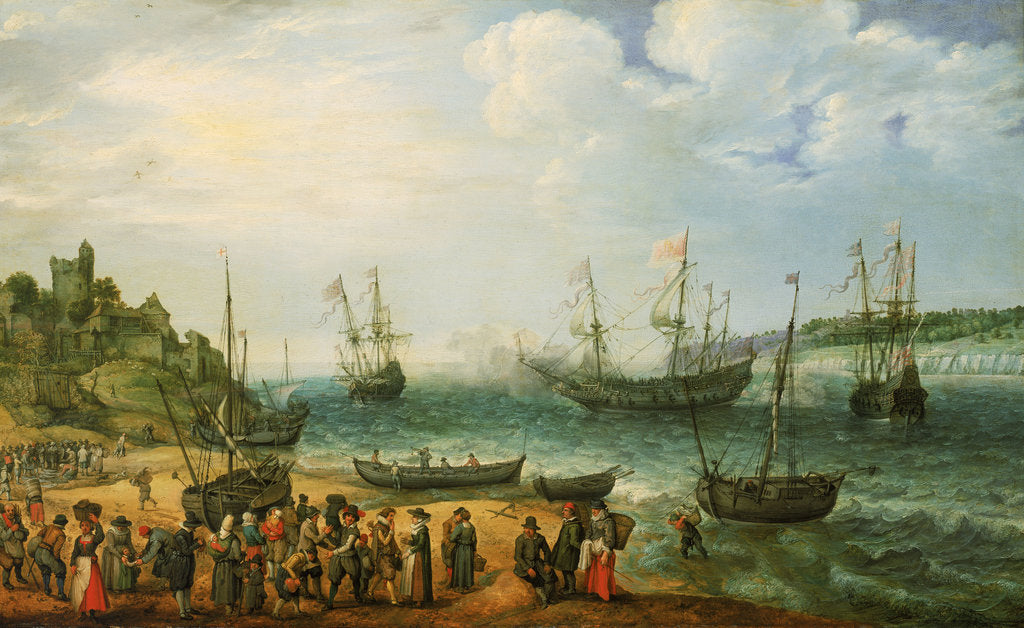 Detail of HMS 'Prince Royal' and other shipping in an estuary by Adam Willaerts