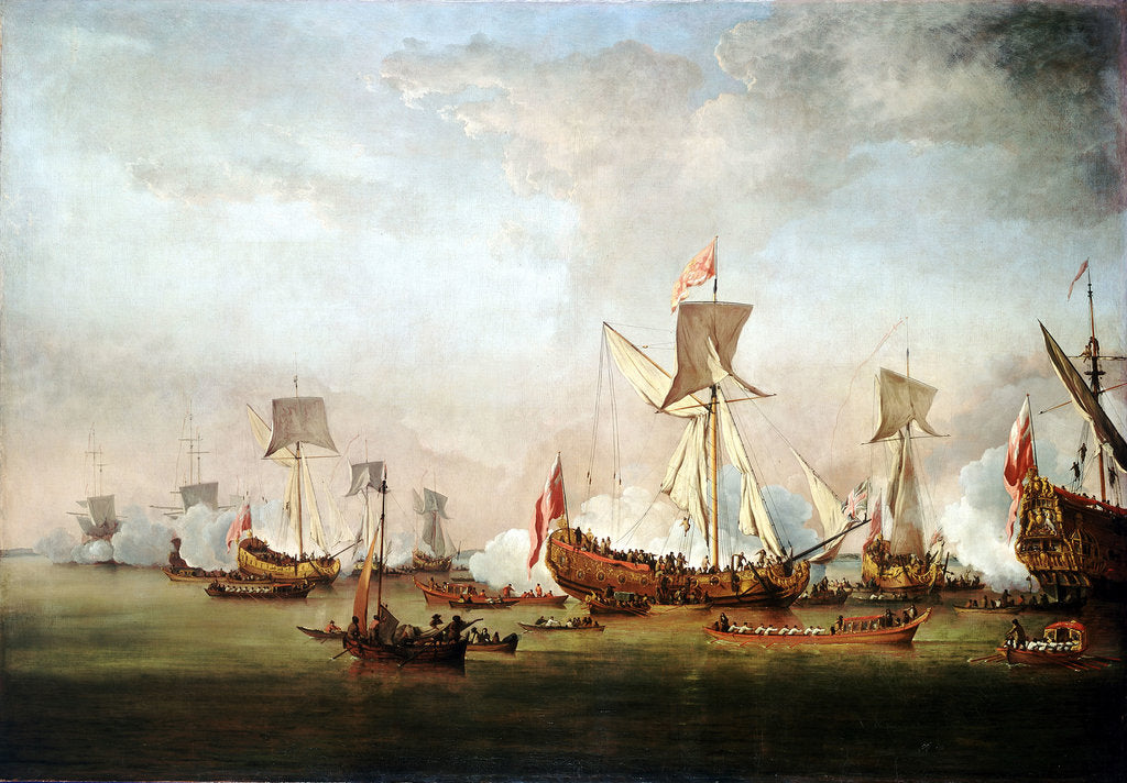 Detail of Departure of William of Orange and Princess Mary for Holland, 19 November 1677 by Willem Van de Velde the Younger
