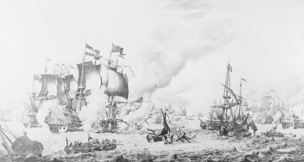 Detail of The Battle of Barfleur, 19 May 1692 by Adriaen van Salm