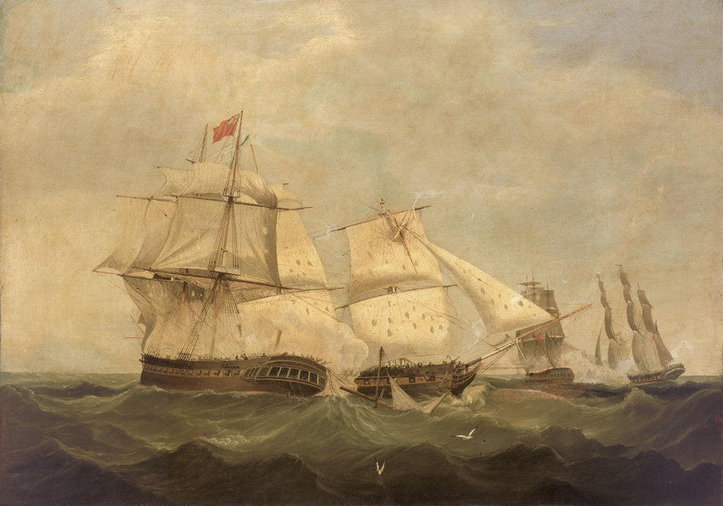 Detail of HMS 'Dido' and 'Lowestoft' in action with 'Minerve' and 'Artemise', 24 June 1795 by unknown