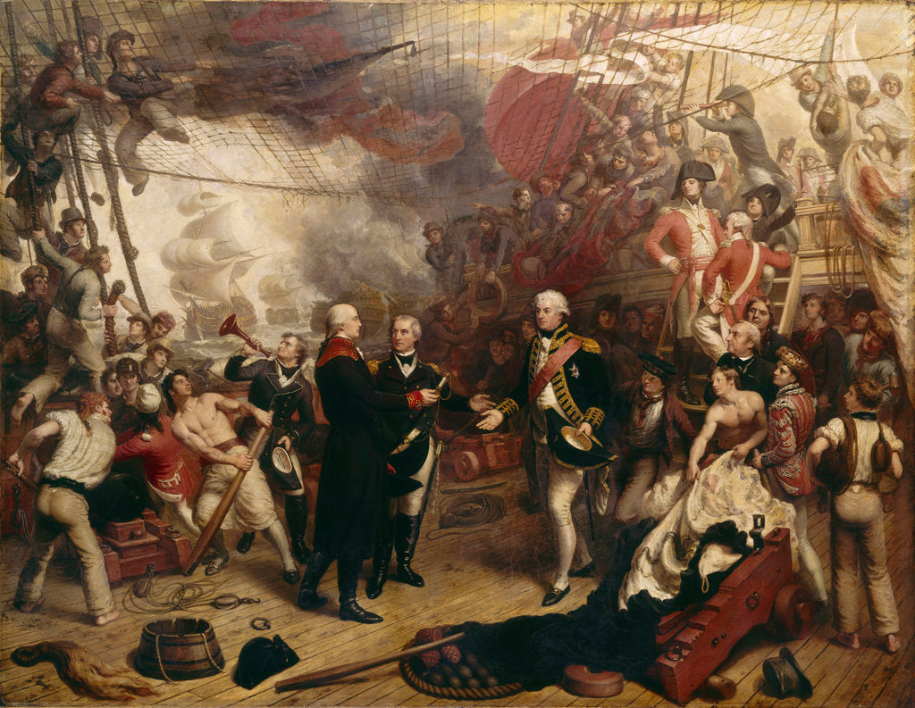 Detail of Admiral Duncan receiving the sword of the Dutch Admiral de Winter at the Battle of Camperdown, 11 October 1797 by Samuel Drummond