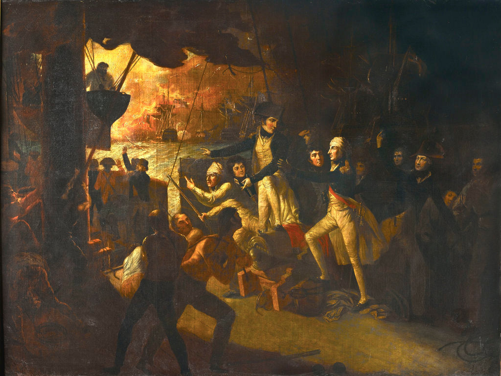 Detail of Nelson coming on deck at the Battle of the Nile, 1 August 1798 by Daniel Orme