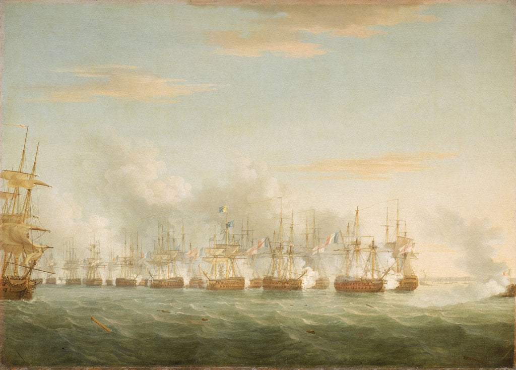 Detail of The Battle of the Nile, 1 August 1798 by Thomas Whitcombe