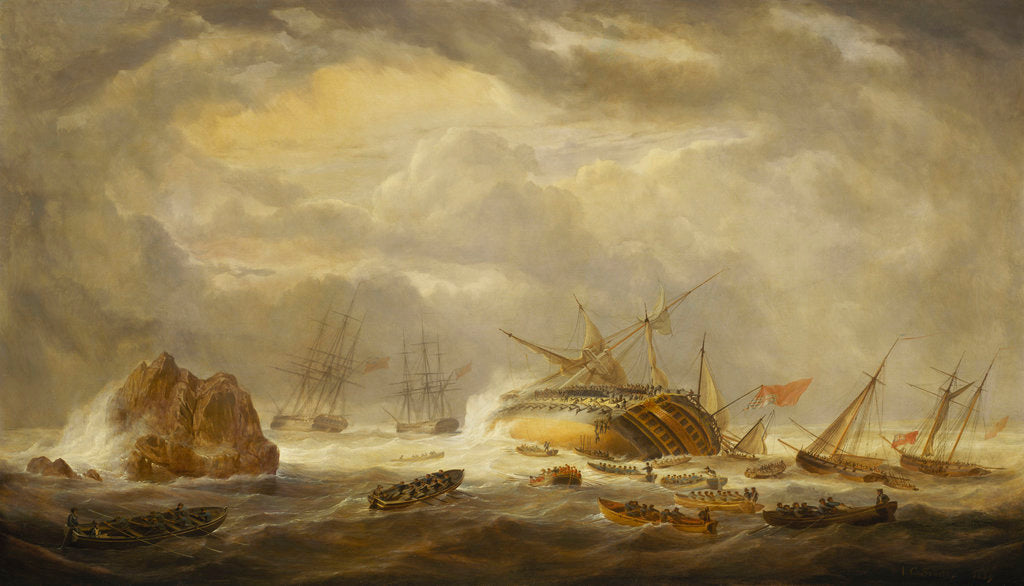 Detail of Loss of The 'Magnificent', 25 March 1804 by John Christian Schetky