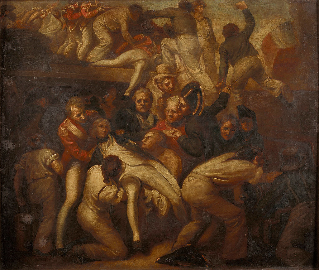 Detail of The death of Nelson at the Battle of Trafalgar, 21 October 1805 by Samuel Drummond
