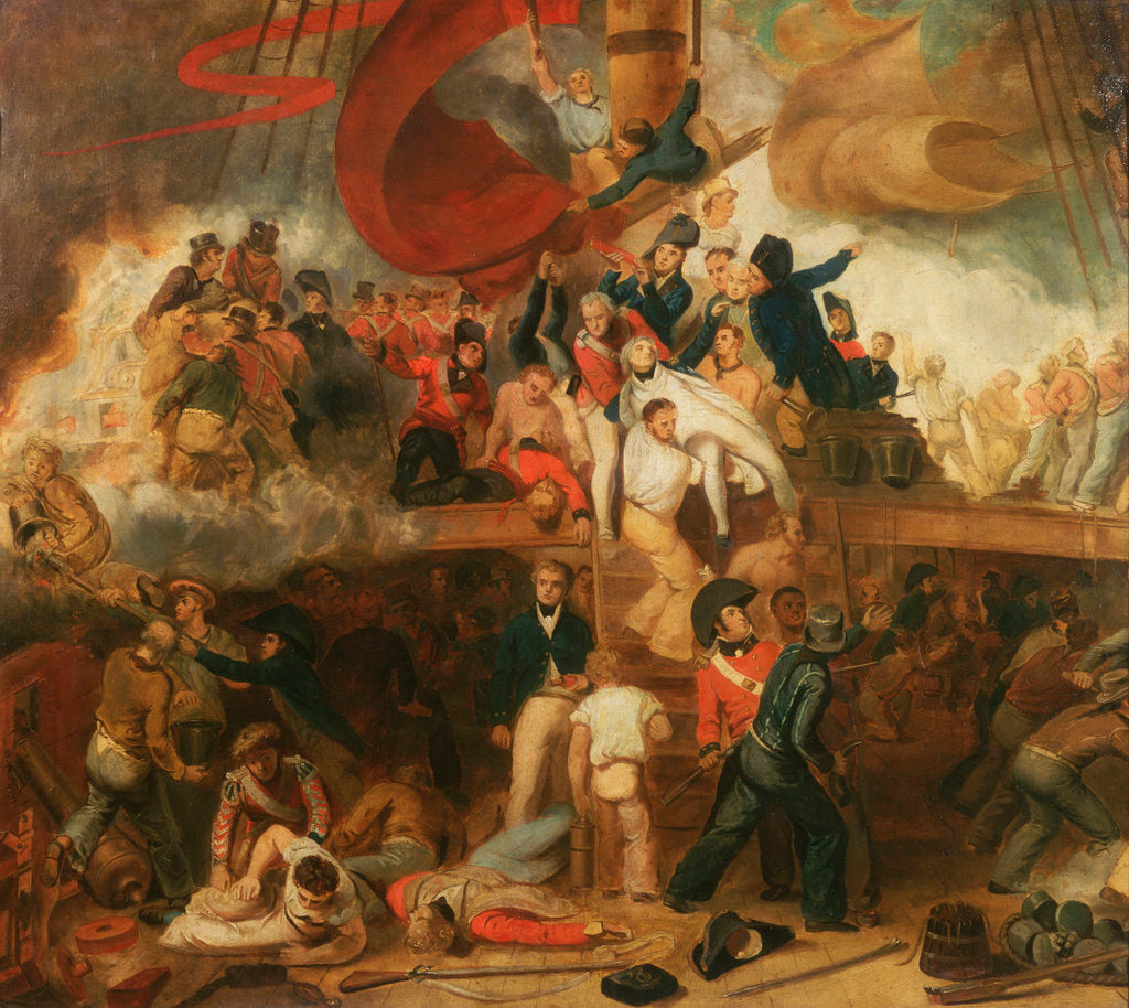 Detail of The death of Nelson at the Battle of Trafalgar, 21 October 1805 by Samuel Drummond