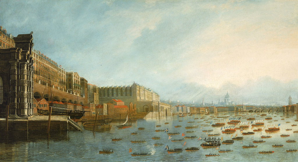 Detail of Nelson's funeral procession on the Thames, 9 January 1806 by Daniel Turner