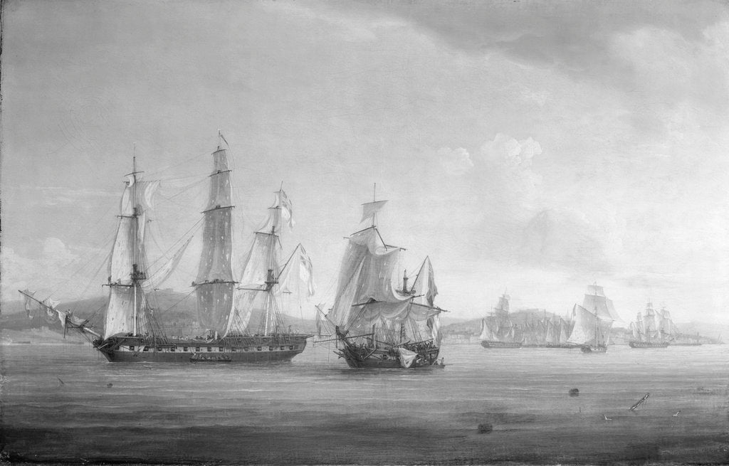 Detail of The 'Spartan's' engagement with a Neapolitan squadron, 3 May 1810: end of the action by Thomas Whitcombe