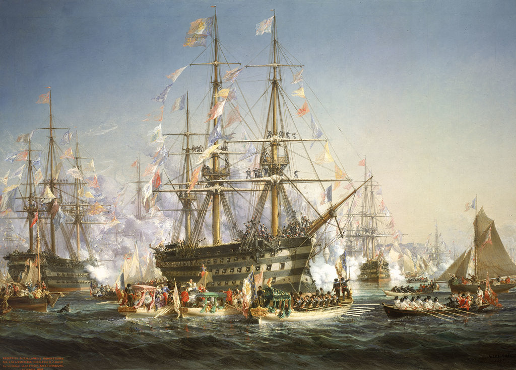 Detail of Napoleon III receiving Queen Victoria at Cherbourg, 5 August 1858 by Jules Achille Noël
