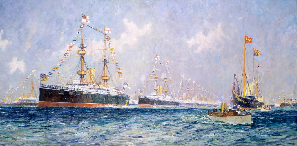 Detail of Queen Victoria's diamond jubilee review at Spithead, 26 June 1897 by Charles Dixon