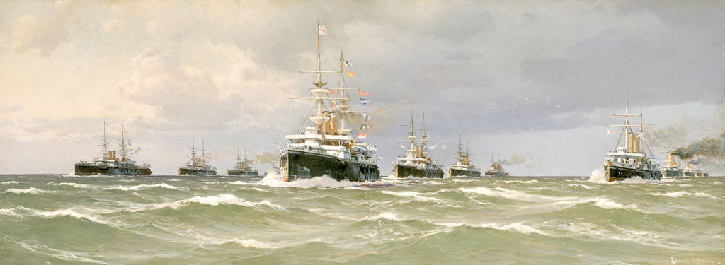 Detail of The Channel squadron, 1898 by Eduardo de Martino