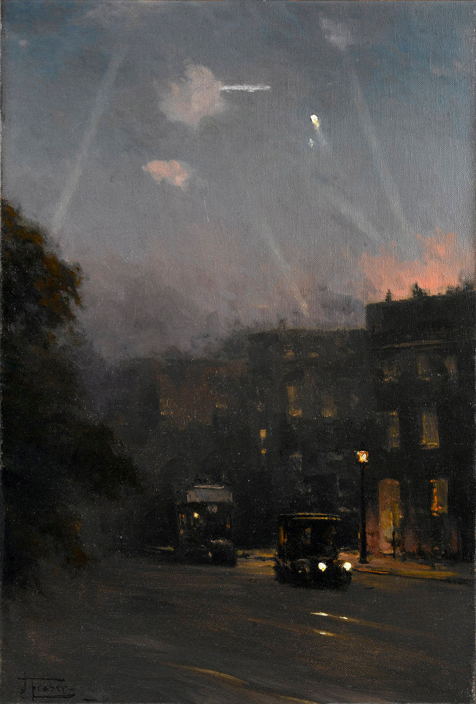 Detail of A Zeppelin raid, 8 October 1915 by John Fraser