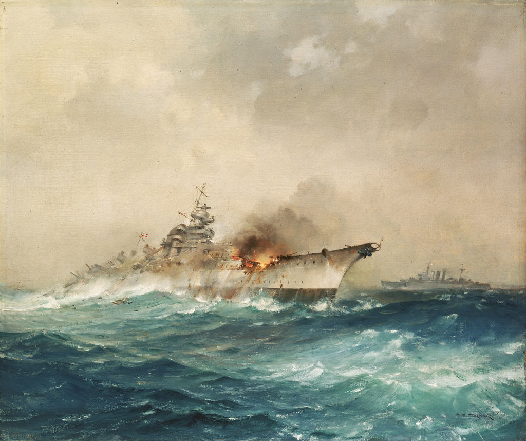 Detail of The sinking of the 'Bismarck', 27 May 1941 by Charles E. Turner
