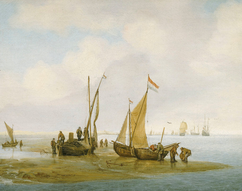Detail of Mussel fishing by Julius Porcellis