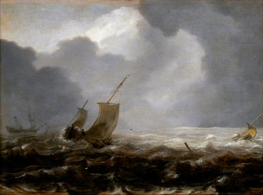Detail of A fishing pink on a windy day by Jan Porcellis