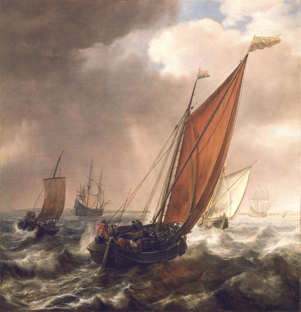 Detail of A Dutch ferry boat before a breeze by Simon de Vlieger