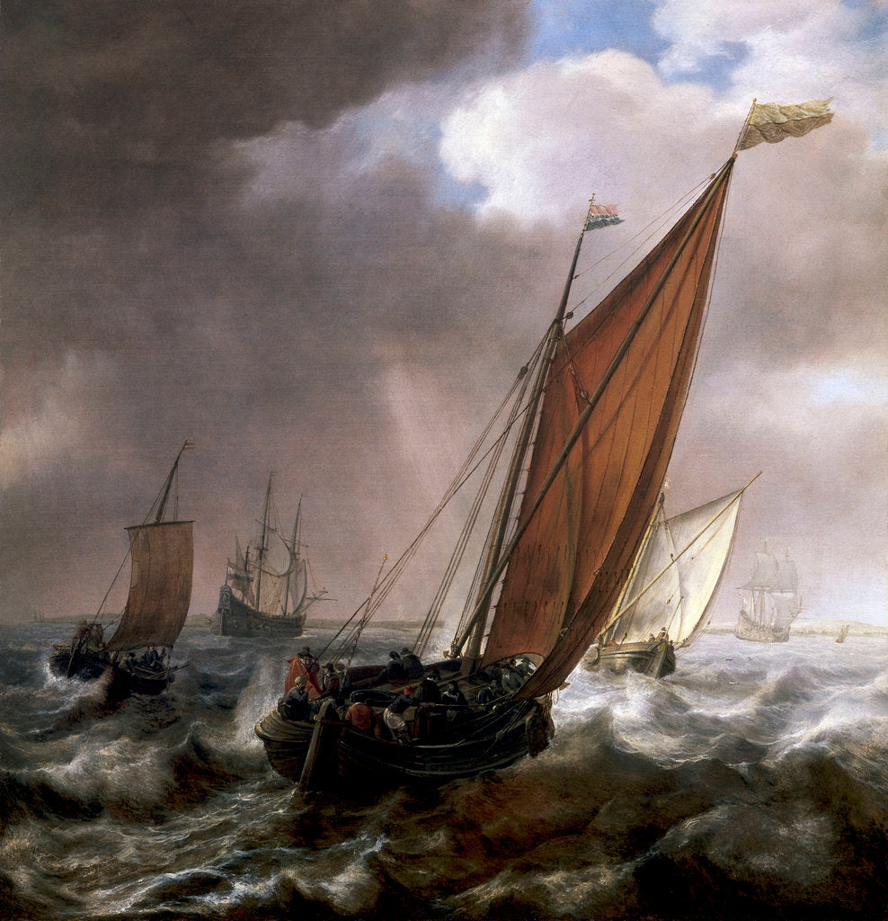 Detail of A Dutch ferry boat before a breeze by Simon de Vlieger