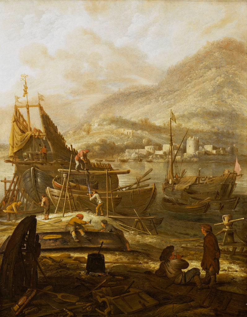Detail of Shipbuilding at Porto Santo Stefano, Italy by Reinier Nooms